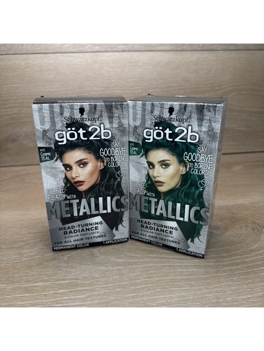 (2) Schwarzkopf Got2b Cosmic Teal Metallics Permanent Hair Color Dye Cream M75